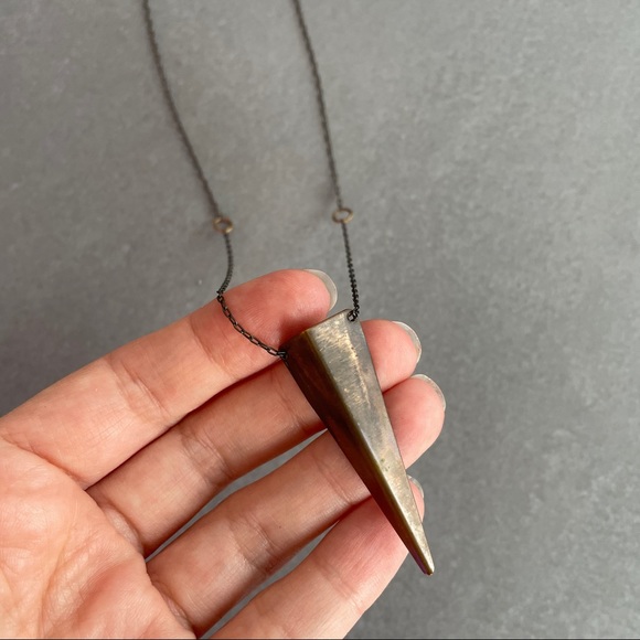 Laura Lombardi Raw Brass Dagger Triangle Necklace - Picture 4 of 12